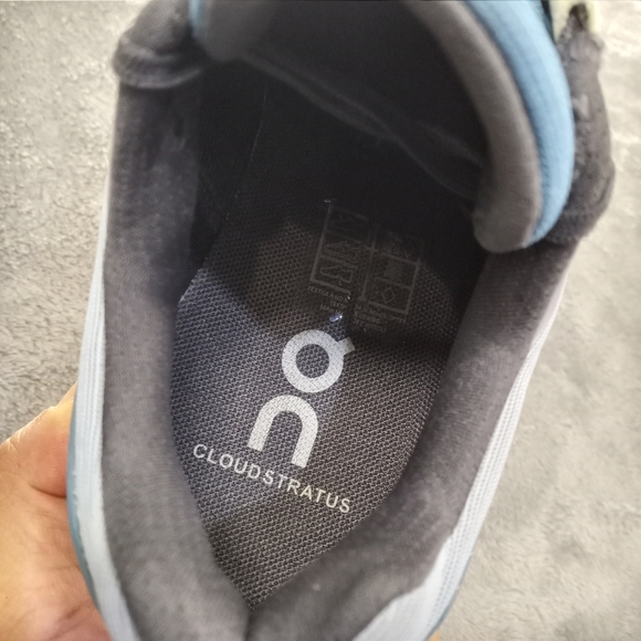 On Cloudstratus Womens  Chambray/Lavender On Running White and Gray Sneakers W9 - Picture 13 of 14